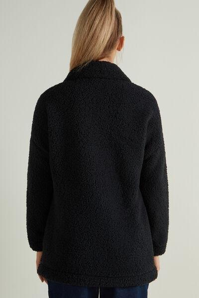 Black Fleece Dressing Gown/Jacket With Buttons, , large image number 2