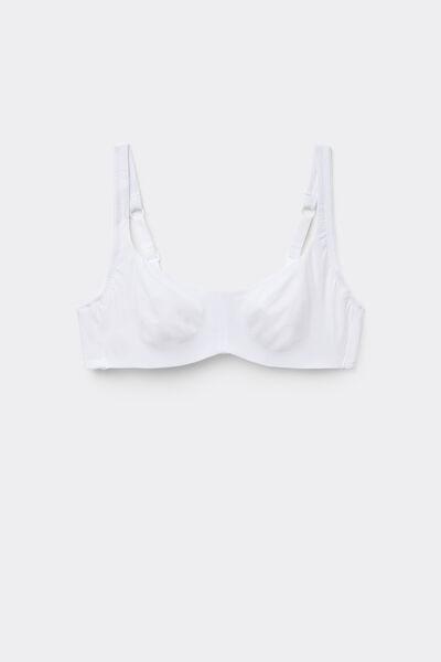 White Unpadded Balconette Bra, White, large image number 3