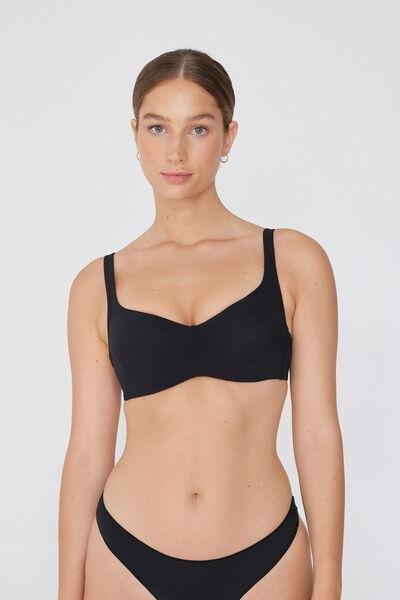 Black Paris Recycled Microfibre Balconette Bra, Black, large image number 0