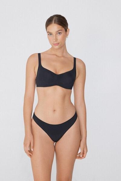 Black Paris Recycled Microfibre Balconette Bra, Black, large image number 1