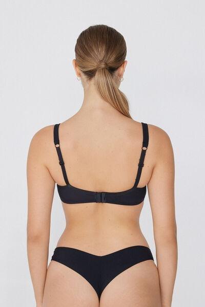 Black Paris Recycled Microfibre Balconette Bra, Black, large image number 2