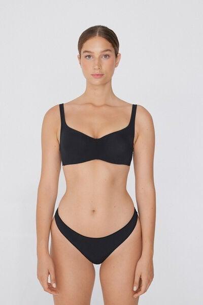 Black Paris Recycled Microfibre Balconette Bra, Black, large image number 3