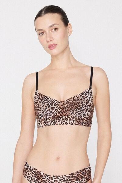 Brown Animal Print Natural Lifting Laser Cut Printed Balconette Bra, 5701_216Z, large image number 1