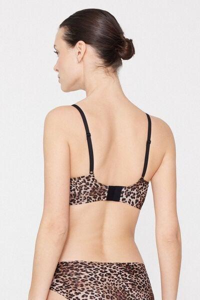 Brown Animal Print Natural Lifting Laser Cut Printed Balconette Bra, 5701_216Z, large image number 2