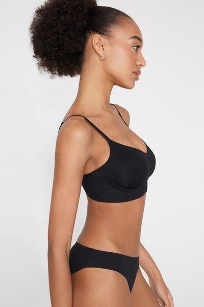 Black Natural Lifting Laser Cut Balconette Bra, Black, medium