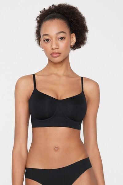 Black Natural Lifting Laser Cut Balconette Bra, Black, medium