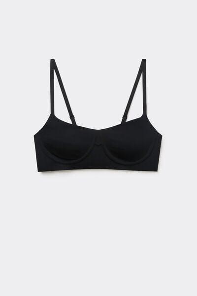 Black Natural Lifting Laser Cut Balconette Bra, Black, large image number 4