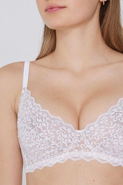 White Unpadded Balconette Lace Bra, White, large image number 3