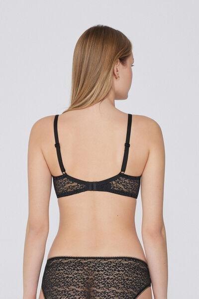 Black Unpadded Balconette Lace Bra, Black, large image number 2