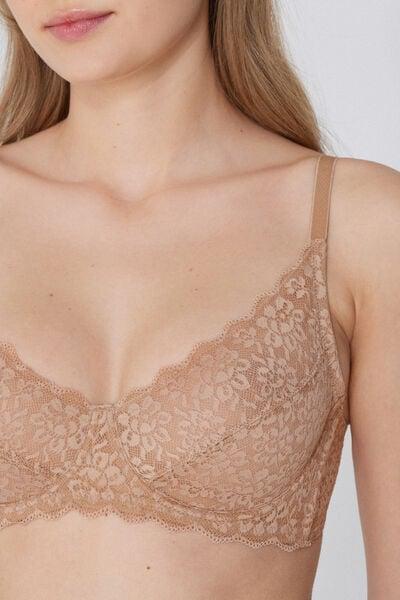 Beige Unpadded Balconette Lace Bra, Natural Blush, large image number 3