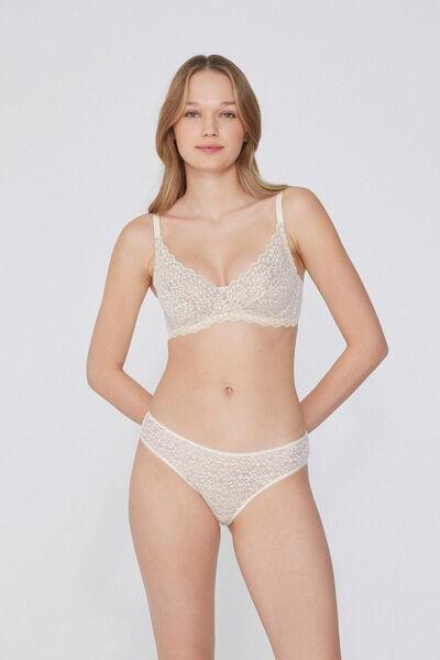 Cream Unpadded Balconette Bra, Ivory Cream, medium