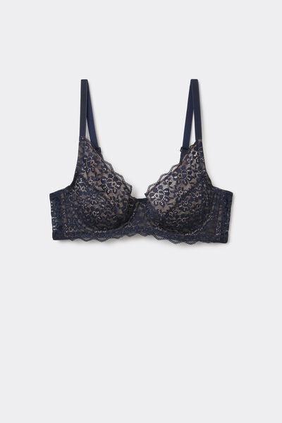 Blue Unpadded Balconette Bra, Absolute Blue, large image number 3