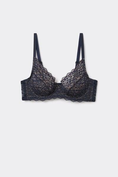 Navy Unpadded Balconette Lace Bra, Absolute Blue, large image number 4