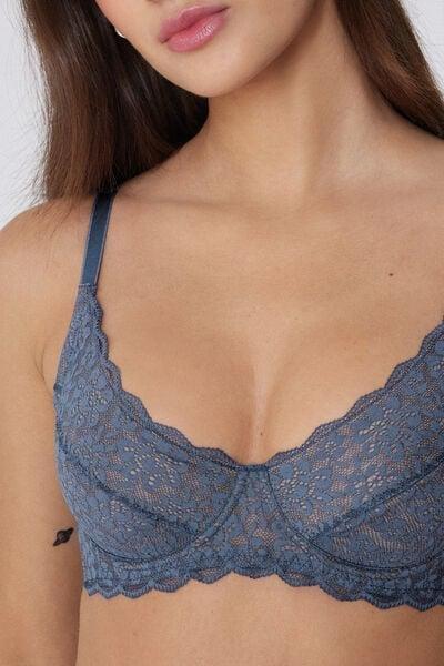 Blue Unpadded Balconette Bra, 5701_730Y, large image number 2