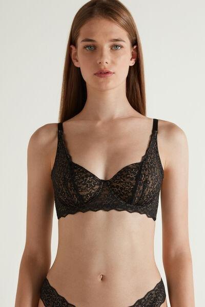 Black Paris Recycled Lace Unpadded Balconette Bra, Women, , large image number 0