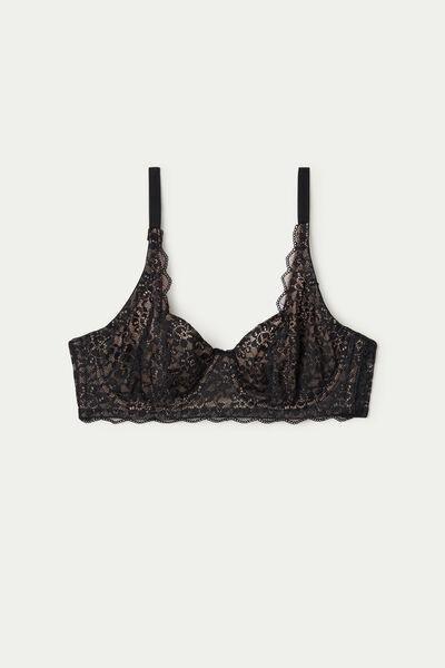 Black Paris Recycled Lace Unpadded Balconette Bra, Women, , large image number 4