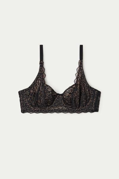 Tezenis - Black Paris Recycled Lace Unpadded Balconette Bra