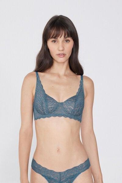 Blue Unpadded Balconette Bra, 5701_066Y, large image number 1