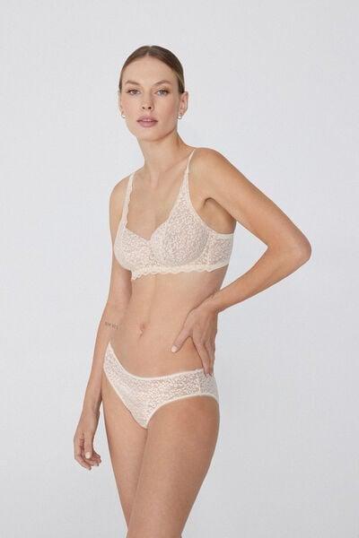 Cream Unpadded Balconette Bra, Ivory Cream, large image number 0