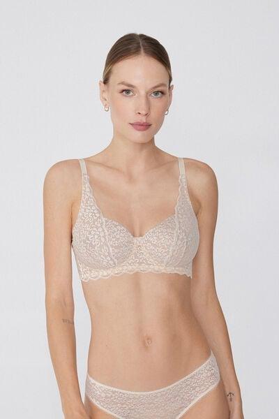 Cream Unpadded Balconette Bra, Ivory Cream, large image number 1