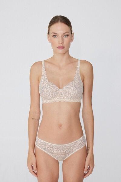 Cream Unpadded Balconette Bra, Ivory Cream, large image number 3