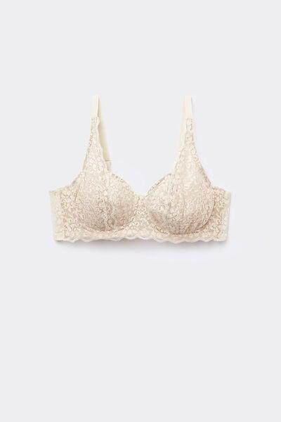 Cream Unpadded Balconette Bra, Ivory Cream, large image number 4