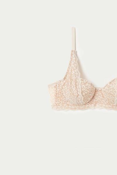 Cream Unpadded Balconette Bra, Ivory Cream, large image number 6