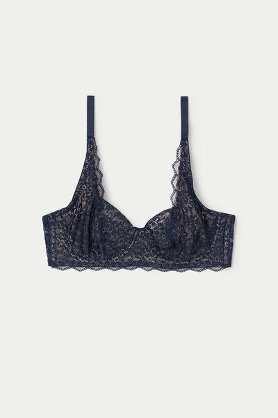 Blue Unpadded Balconette Bra, , large image number 4