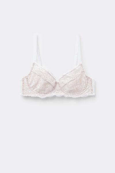 White Paris Recycled Lace Unpadded Balconette Bra, White, large image number 4
