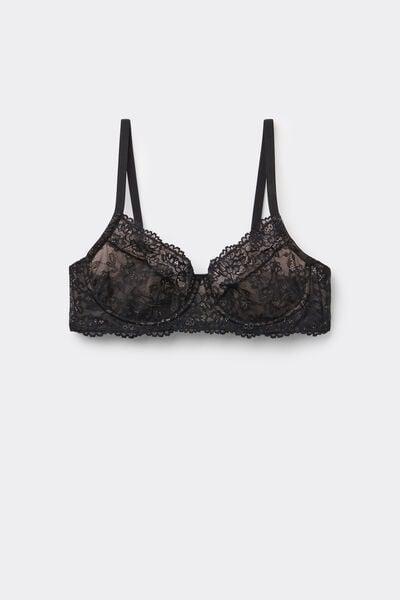 Black Paris Recycled Lace Unpadded Balconette Bra, Black, large image number 4