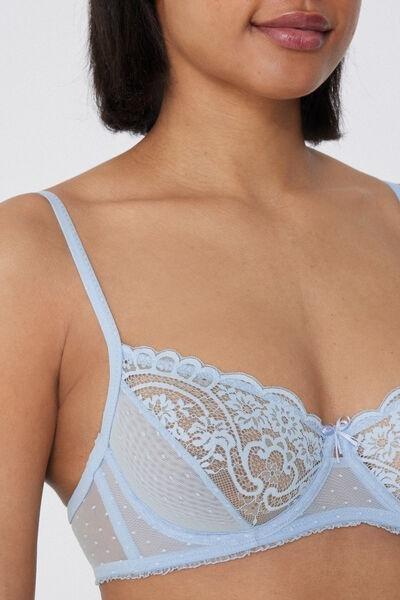 Blue Lace Bliss Balconette Bra, 5701_307Y, large image number 2