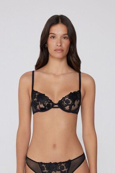 Black Paris Rose Wonder Balconette Bra, Black, large image number 1