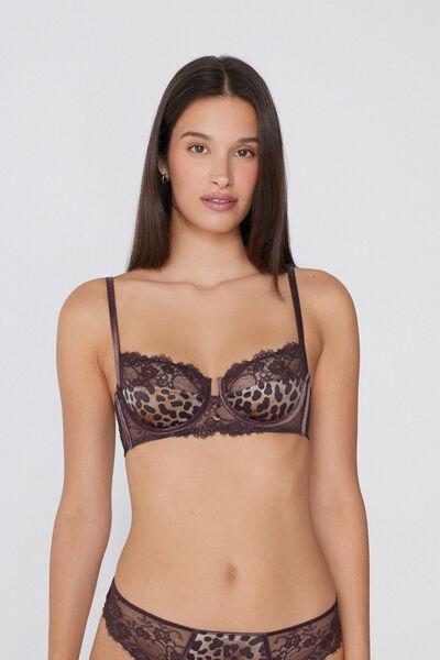 Grey Paris Classy Animal Print Balconette Lace Bra, 5701_983Y, medium