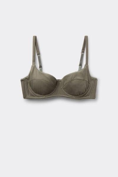 Green Ribbed Balconette Cotton Bra, 5701_229Z, large image number 4