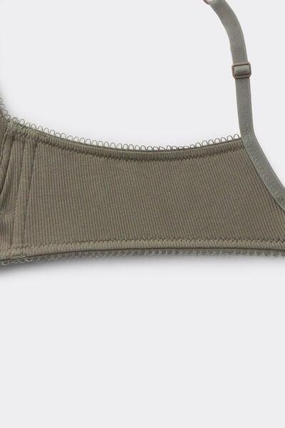 Green Ribbed Balconette Cotton Bra, 5701_229Z, large image number 5