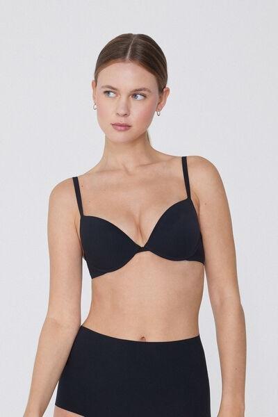 Black Padded Push-Up Bra, Black, large image number 1