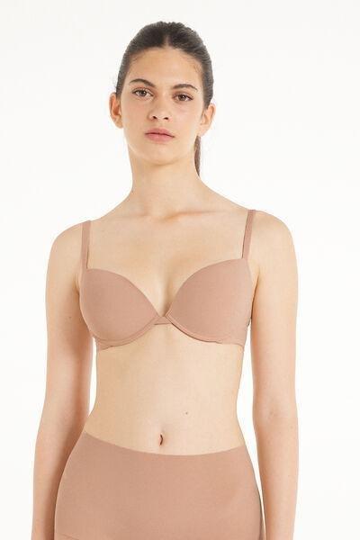 Beige Microfibre Push-Up Bra, , large image number 0