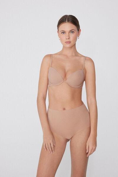 Beige Microfibre Push-Up Bra, Natural Blush, medium