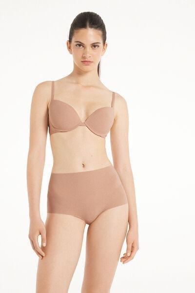 Beige Microfibre Push-Up Bra, , large image number 1
