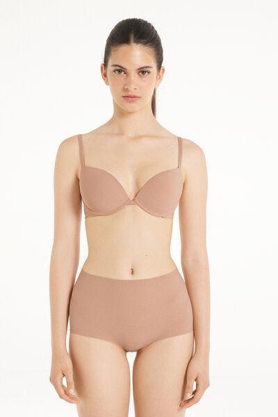 Beige Microfibre Push-Up Bra, , large image number 3