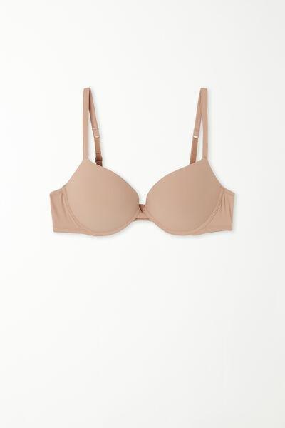 Beige Microfibre Push-Up Bra, , large image number 4