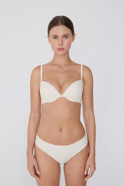 Cream Padded Push-Up Bra, Ivory Cream, large image number 3