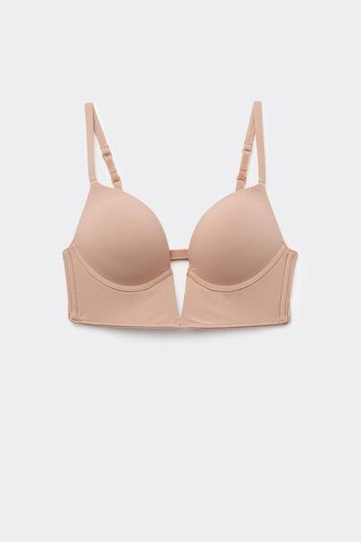 Beige Padded V-Neck Push-Up Bra, Natural Blush, large image number 4