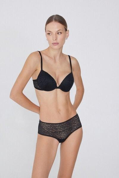 Black Padded Push-Up Bra, Black, large image number 0