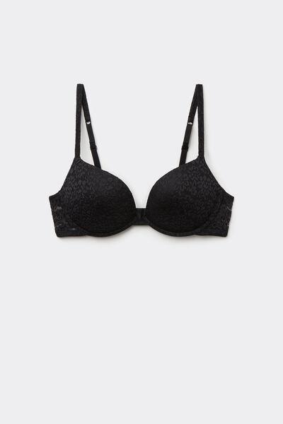Black Padded Push-Up Bra, Black, large image number 4