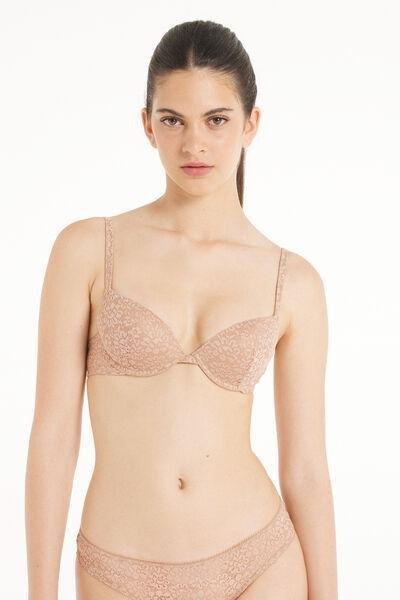 Beige Padded Push-Up Bra, , medium