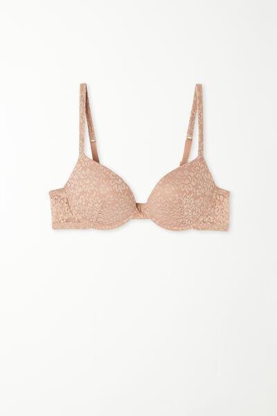 Beige Padded Push-Up Bra, , large image number 4