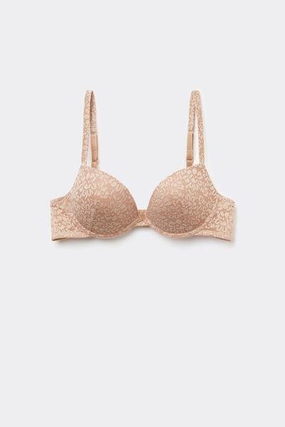 Beige Padded Push-Up Bra, , large image number 4