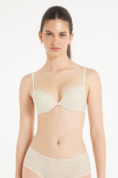 Cream Padded Push-Up Bra, , medium