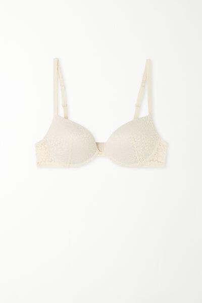Cream Padded Push-Up Bra, , large image number 4